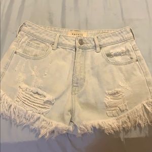 High rise denim shorts
